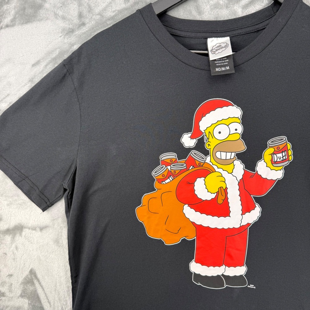 The Simpsons Homer Santa Claus Duff Beer Christmas T-Shirt Black Unisex Medium - Picture 10 of 14